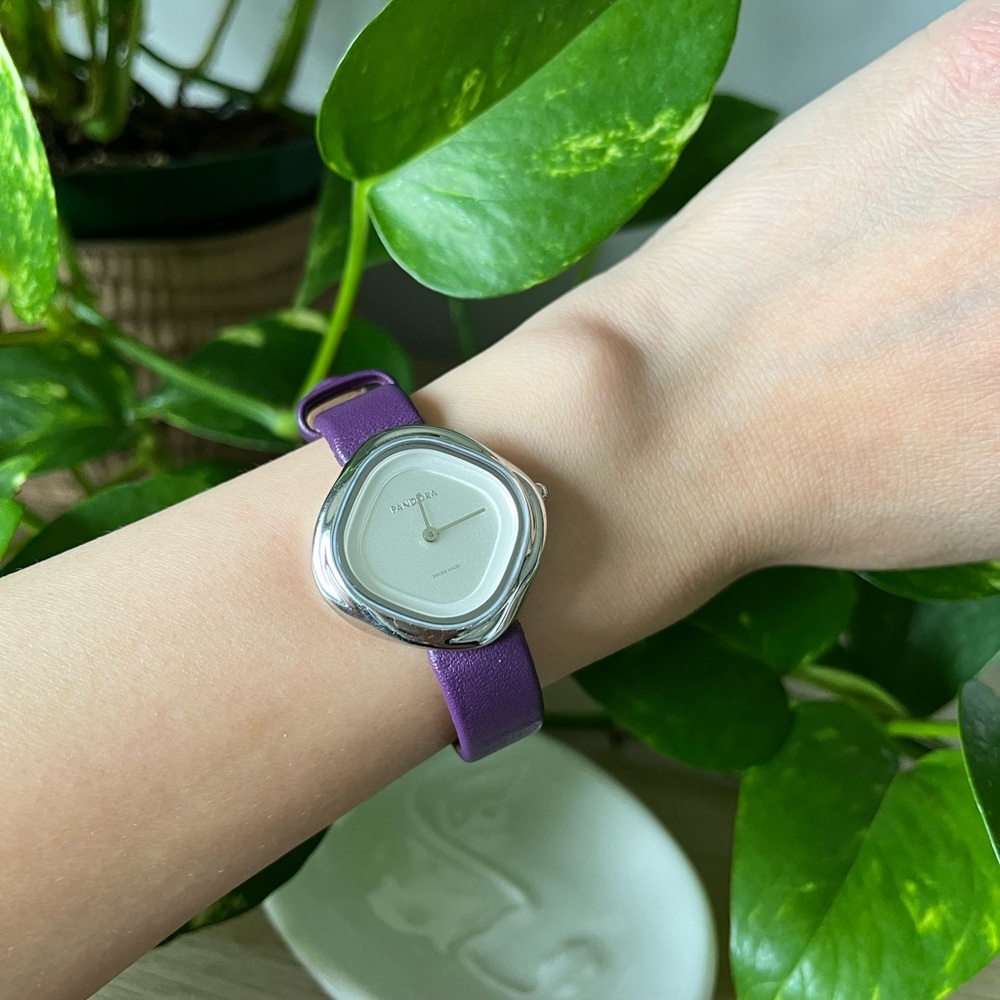 Pandora Purple Leather Strap Watch